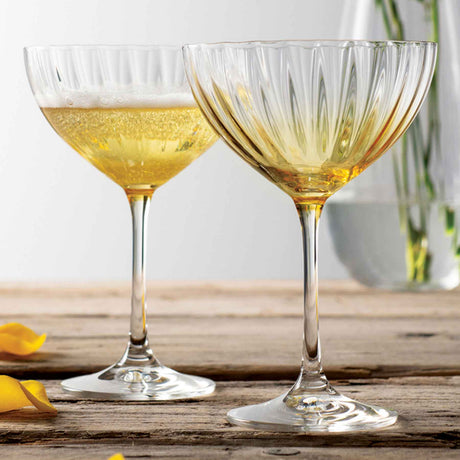 Galway Crystal Erne Cocktail/Champagne Saucer Set of 2 in Amber - Creative Irish Gifts
