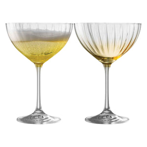 Galway Crystal Erne Cocktail/Champagne Saucer Set of 2 in Amber - Creative Irish Gifts