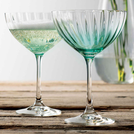 Galway Crystal Erne Cocktail/Champagne Saucer Set of 2 in Aqua - Creative Irish Gifts