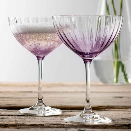 Galway Crystal Erne Cocktail/Champagne Saucer Set of 2 in Amethyst - Creative Irish Gifts