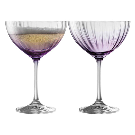 Galway Crystal Erne Cocktail/Champagne Saucer Set of 2 in Amethyst - Creative Irish Gifts