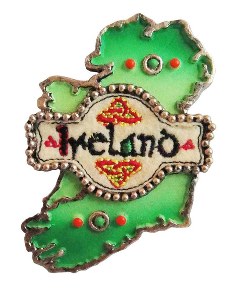 KG703 Handmade Map of Ireland Embroidered Magnet Creative Irish Gifts.com