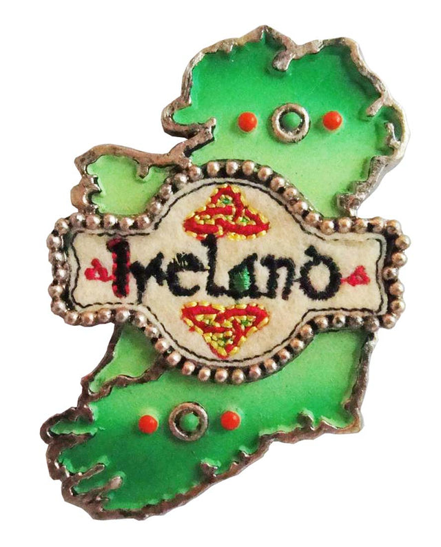 KG703 Handmade Map of Ireland Embroidered Magnet Creative Irish Gifts.com