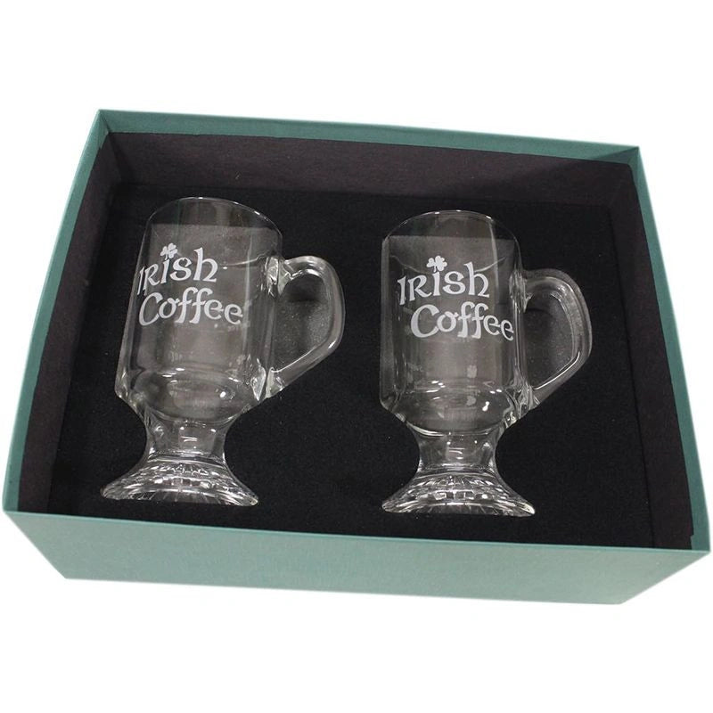 KG709 Set of 2 Irish Coffee Mugs with Recipe Box Creative Irish Gifts