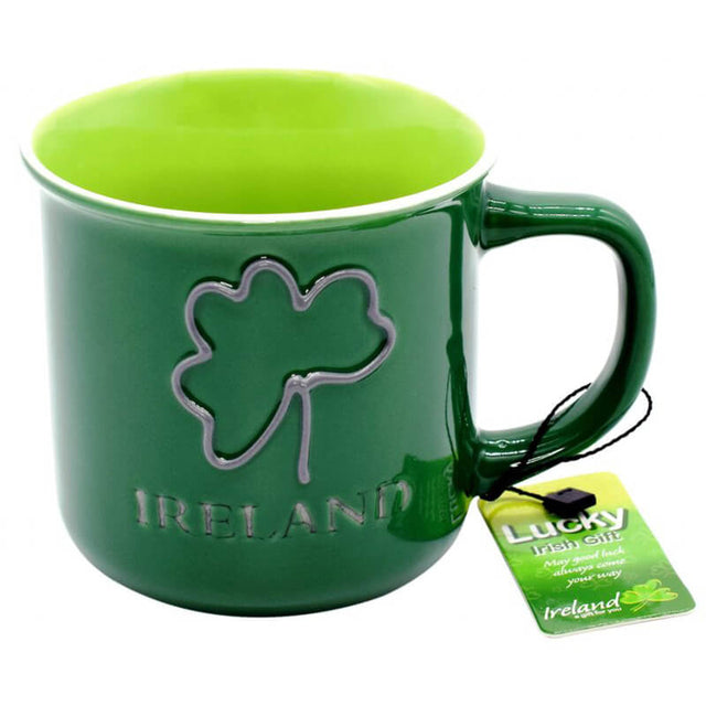 KG714 Glazed Ceramic Irish Shamrock Mug Creative Irish Gifts.com