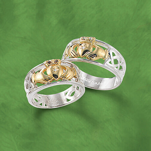 KJI-PRX3644 10k Gold and Silver Claddagh Ring with Diamond  Creative Irish Gifts
