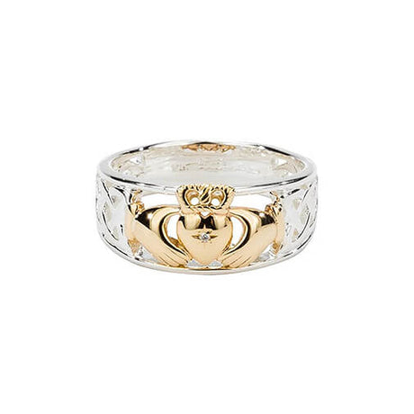 KJI-PRX3644 10k Gold and Silver Claddagh Ring with Diamond  Creative Irish Gifts
