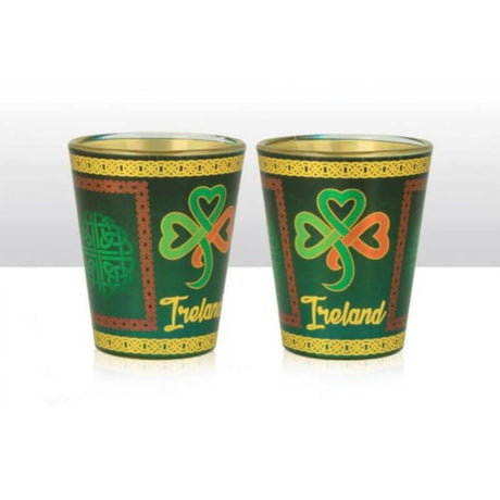 KP-76265 Ireland Shamrock Themed Foil Shot Glass Creative Irish Gifts
