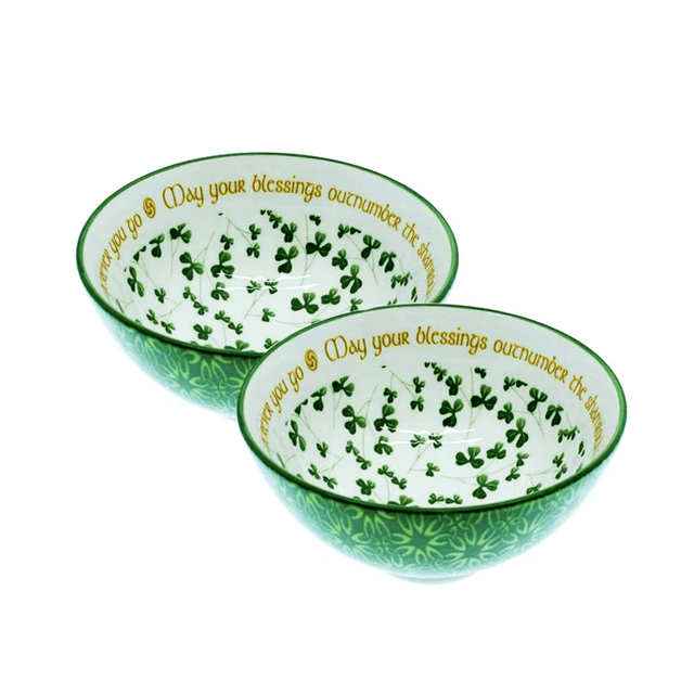 KV003 Ceramic Bowl with Irish Blessing and Shamrocks Creative Irish gift