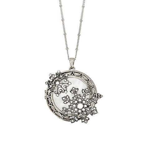 LCO-LN5219RD Magnifying Glass Snowflake Pendant & Chain Creative Irish Gifts
