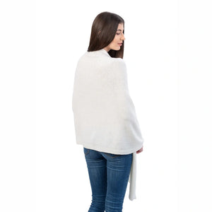 LLS100-900-OS Lambswool Poncho- Cream Back View Creative Irish Gifts
