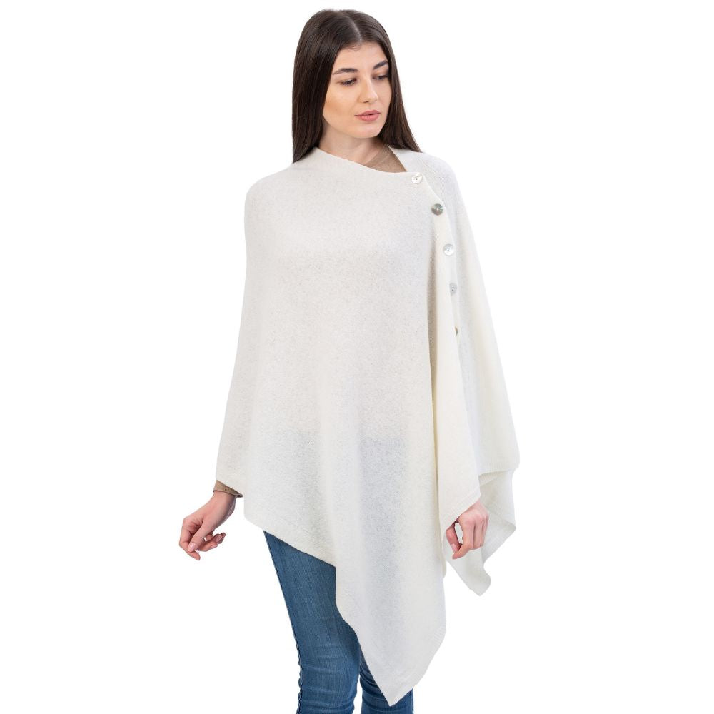 LLS100-900-OS Lambswool Poncho- White Creative Irish Gifts
