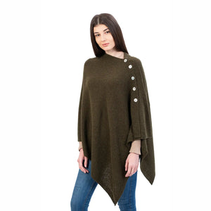 LLS100-902-OS Lambswool Poncho- Olive Green Creative Irish Gifts
