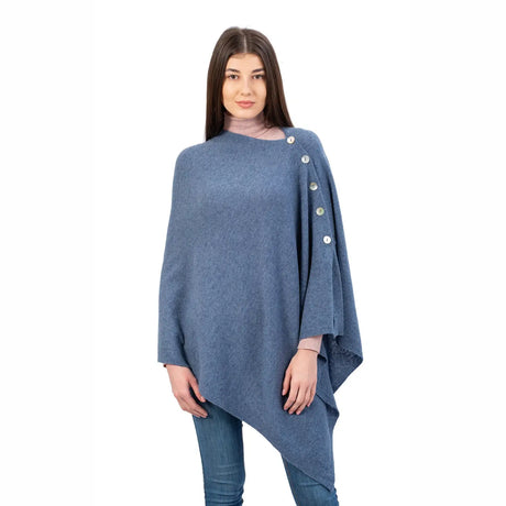 LLS100-904-OS Lambswool Poncho- Denim Blue Creative Irish Gifts
