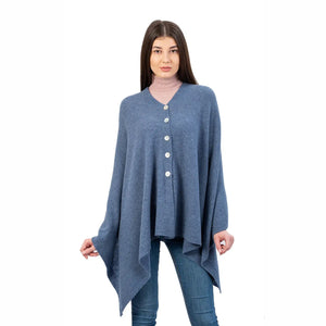 LLS100-904-OS Lambswool Poncho- Denim Blue Creative Irish Gifts
