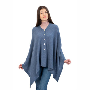 LLS100-904-OS Lambswool Poncho- Denim Blue Creative Irish Gifts
