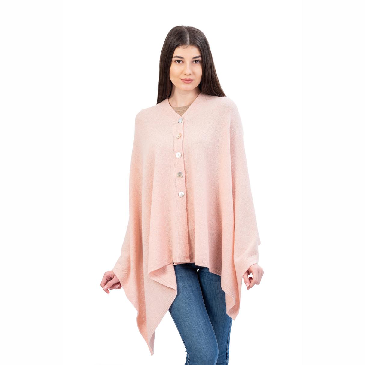 LLS100-908-OS Lambswool Poncho- Pink Creative Irish Gifts

