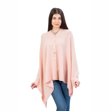 LLS100-908-OS Lambswool Poncho- Pink Creative Irish Gifts
