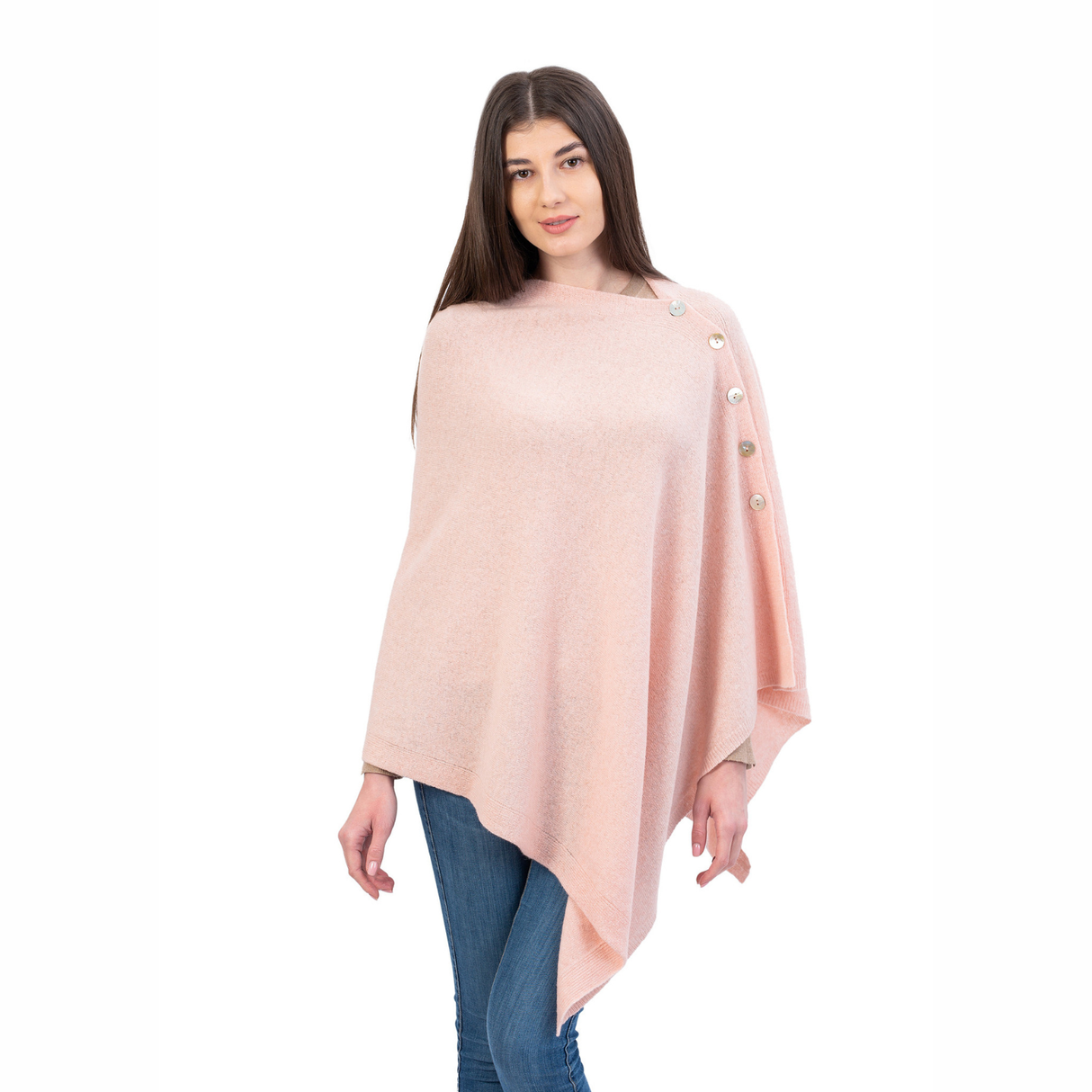LLS100-908-OS Lambswool Poncho- Pink Creative Irish Gifts

