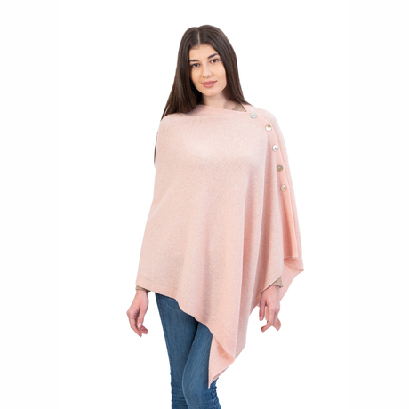 LLS100-908-OS Lambswool Poncho- Pink Creative Irish Gifts
