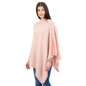 LLS100-908-OS Lambswool Poncho- Pink Side View Creative Irish Gifts
