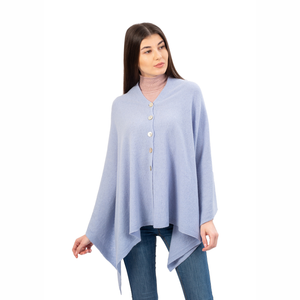 LLS100-909-OS Lambswool Poncho- Light Blue Creative Irish Gifts
