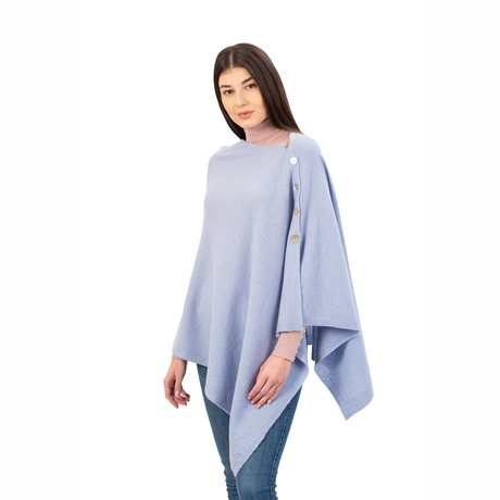 LLS100-909-OS Lambswool Poncho- Light Blue Creative Irish Gifts
