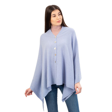 LLS100-909-OS Lambswool Poncho- Light Blue Creative Irish Gifts
