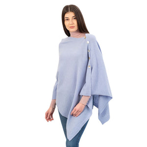 LLS100-909-OS Lambswool Poncho- Light Blue Creative Irish Gifts
