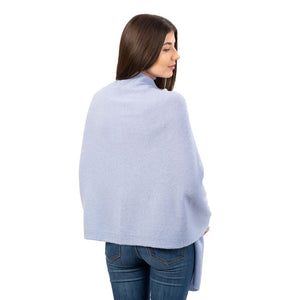 LLS100-909-OS Lambswool Poncho- Light Blue Back View Creative Irish Gifts
