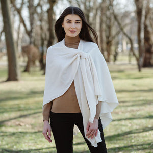 LLS105- Lambswool Draped Shawl- White Lifestyle Creative Irish Gifts