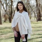 LLS105- Lambswool Draped Shawl- White Lifestyle Creative Irish Gifts