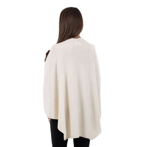 LLS105- Lambswool Draped Shawl- White Back View Studio Creative Irish Gifts