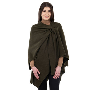 LLS105- Lambswool Draped Shawl- Army Green Studio Creative Irish Gifts