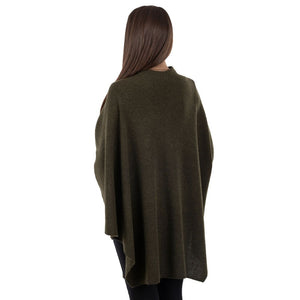 LLS105- Lambswool Draped Shawl- Army Green Back View Studio Creative Irish Gifts