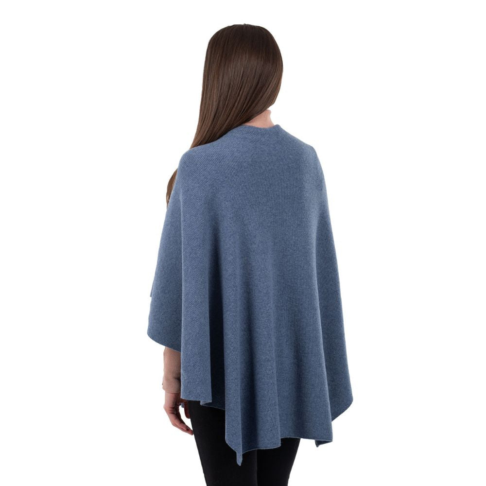 LLS105- Lambswool Draped Shawl- Blue Back View Creative Irish Gifts