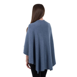 LLS105- Lambswool Draped Shawl- Blue Back View Creative Irish Gifts