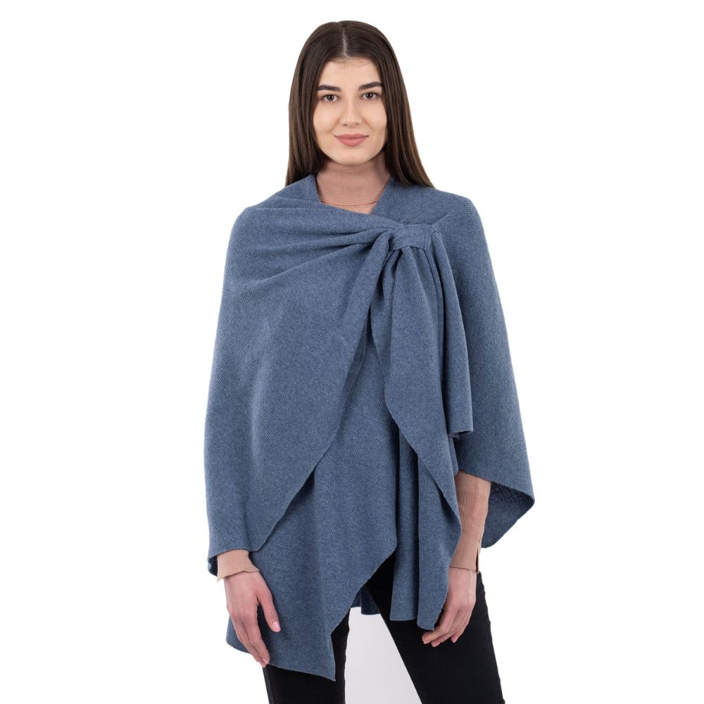 LLS105- Lambswool Draped Shawl- Dark Blue Studio Creative Irish Gifts