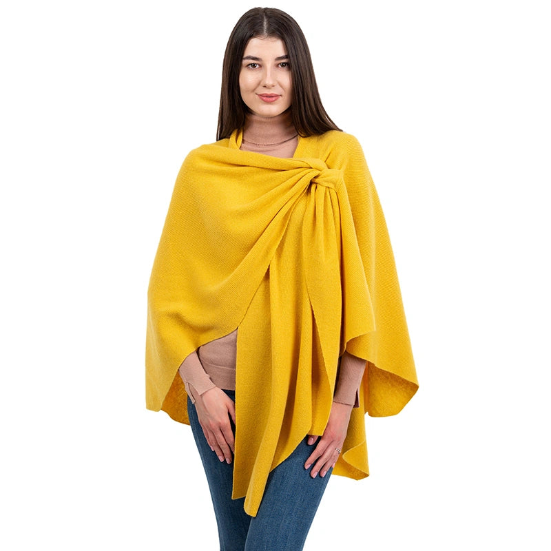 LLS105-911-OS Lambswool Draped Shawl- Yellow Creative Irish Gifts
