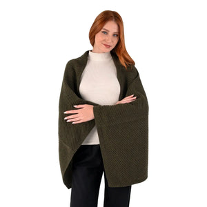 LLS109-902-OS Lambswool Shawl- Army Green Creative Irish Gifts

