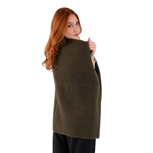 LLS109-902-OS Lambswool Shawl- Army Green Side View Creative Irish Gifts
