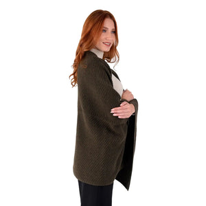 LLS109-902-OS Lambswool Shawl- Army Green Side View Creative Irish Gifts
