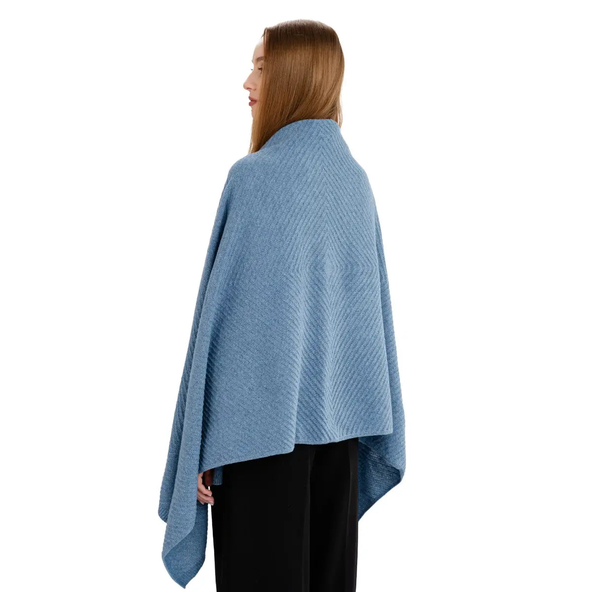 LLS109-904-OS Lambswool Shawl- Blue Back View Creative Irish Gifts
