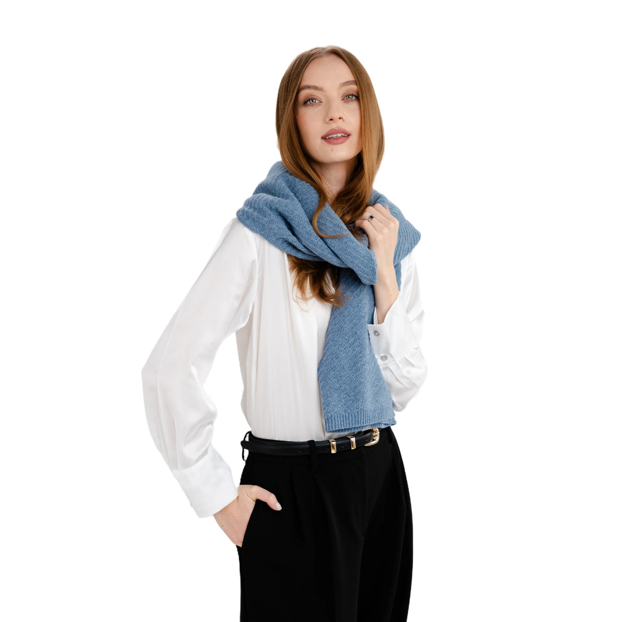 LLS109-904-OS Lambswool Shawl- Blue Creative Irish Gifts
