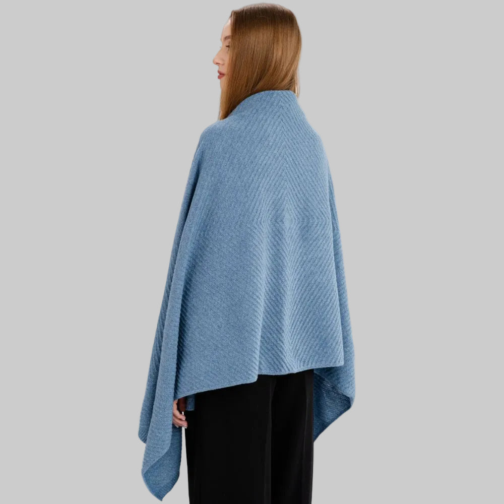 LLS109-904-OS Lambswool Shawl- Dark Blue Back View Creative Irish Gifts
