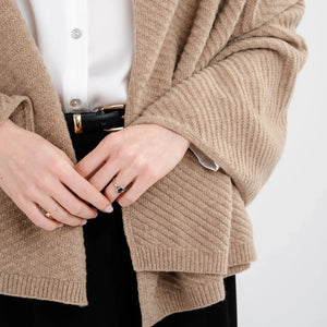 LLS109-906-OS Lambswool Shawl- Brown Close Up Creative Irish Gifts
