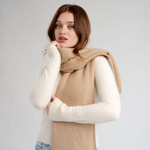 LLS109-907-OS Lambswool Shawl- Camel Creative Irish Gifts
