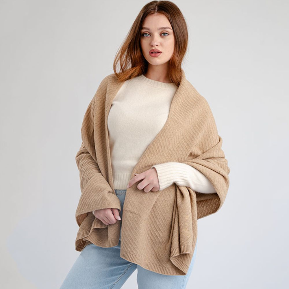 LLS109-907-OS Lambswool Shawl- Camel Studio Creative Irish Gifts

