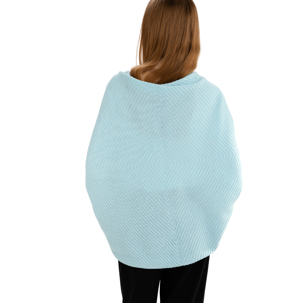 LLS109-910-OS Lambswool Shawl- Aqua Back View Creative Irish Gifts
