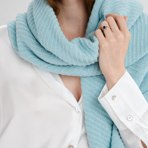 LLS109-910-OS Lambswool Shawl- Aqua Close Up Creative Irish Gifts
